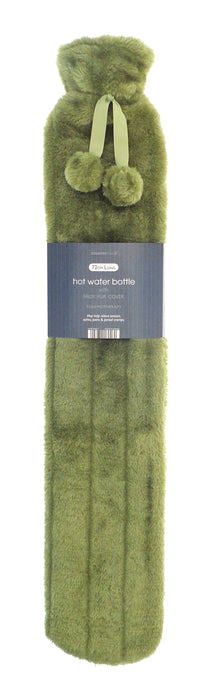 Long Hot Water Bottles with Luxury Faux Fur Cover - 2 ltr
