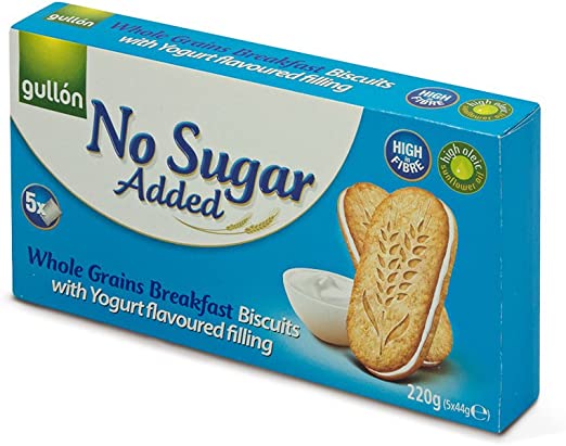 Gullon No Added Sugar Whole Grains Breakfast Biscuits with Yogurt flavoured filling 220g