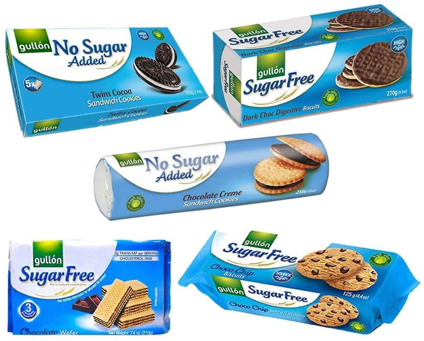 Gullon Chocolate Biscuits Mix Hamper Gift - Sugar Free & No Added Sugar 5 Pack