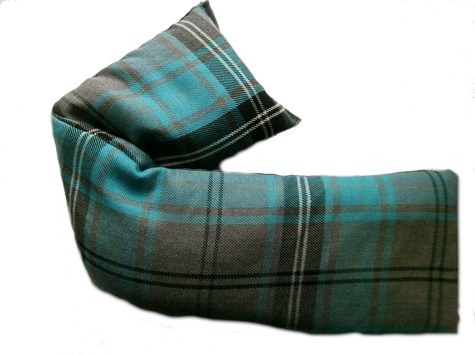Tartan Wheat Bag in Grey & Aqua Check -Lavender Infused Cold/Heat Pack Microwaveable