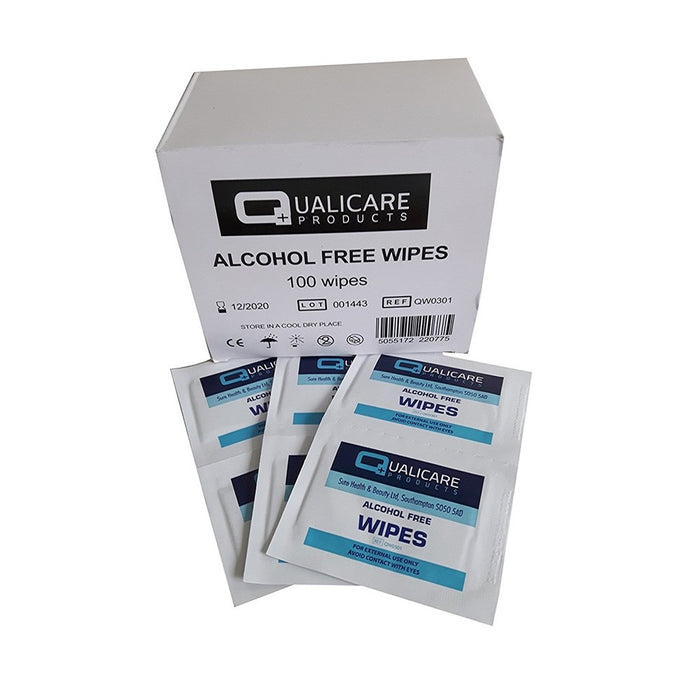 Qualicare Alcohol Free Wipes Pack of 100 Individually Wrapped